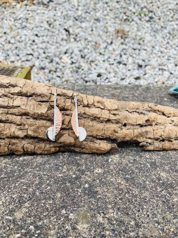 Silver and Copper drop Earrings - Image 3