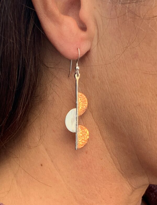 Silver and Copper drop Earrings