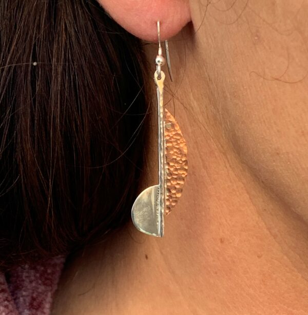 Silver and Copper drop Earrings - Image 4