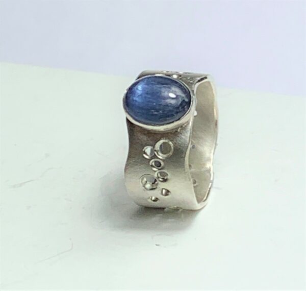 Contemporary Kyanite single stone cabochon ring