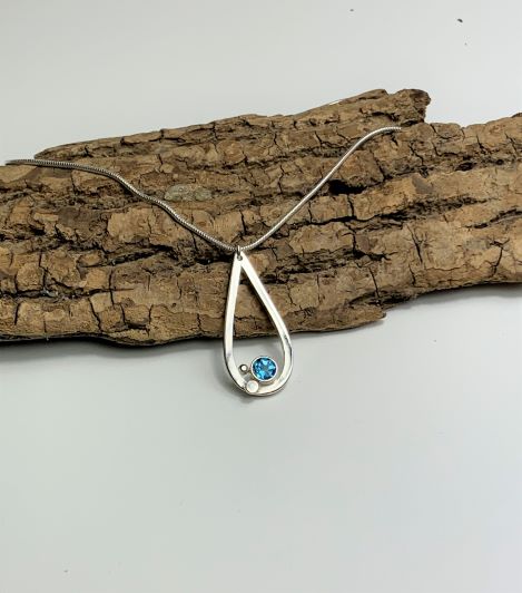 Teardrop pendant with blue topaz Bright Jewellery